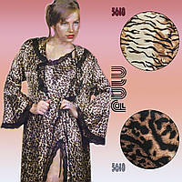Атласная ночная сорочка и халат FULU 5618 Леопардовый принт, 54