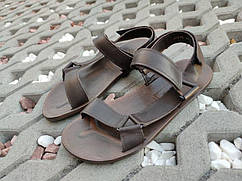 Літні шкіряні чоловічі сандалі коричневого кольору