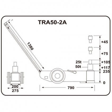 Домкрат підкатний пневмо-гідравлічний TORIN TRA50-2A 50т/25т, фото 2
