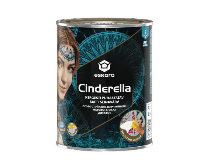 Краска особоустойчивая к загрязнениям ESKARO CINDERELLA интерьерная белая-база А 0.9л - фото 2 - id-p852692321