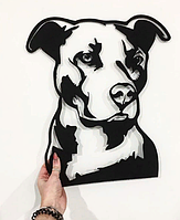 Декоративне панно з дерева Пітбуль S 40х33
