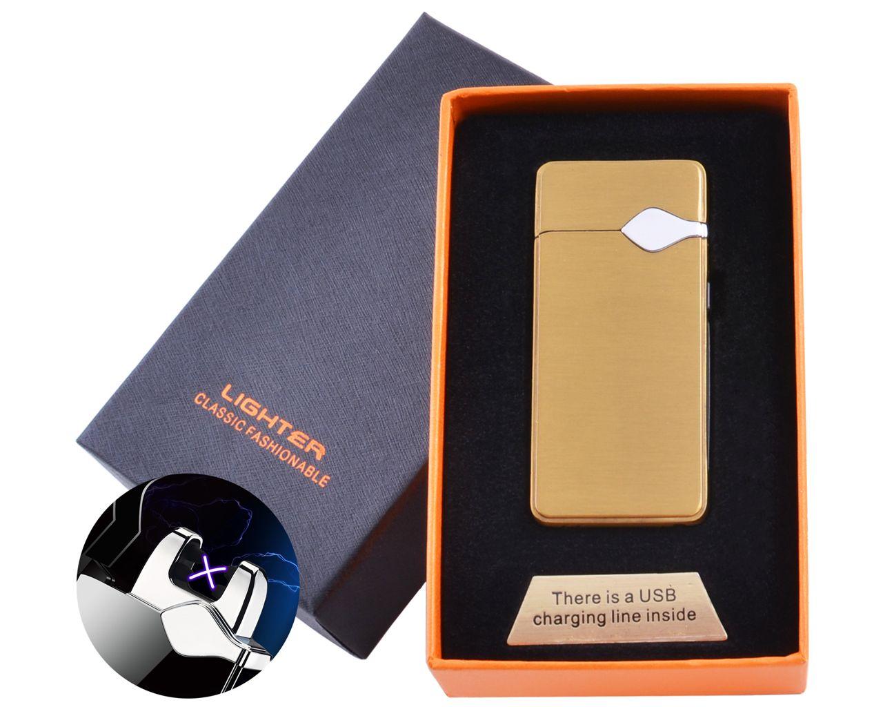Електроімпульсна запальничка в подарунковій коробці Lighter (USB) Gold