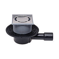 Трап із решіткою 123х123 із нерж. сталі, вертик. випуск DN40/50