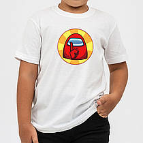 Детская футболка з принтом  "Among Us" від KLik print білого кольору