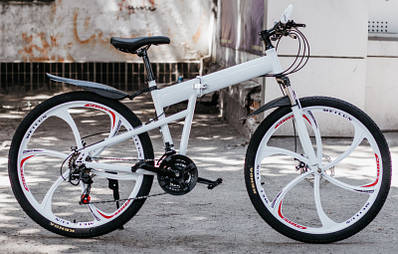 Велосипед гірський на литих дисках 21 швидкість, складаний Білий складаний дорослий дитячий підлітковий