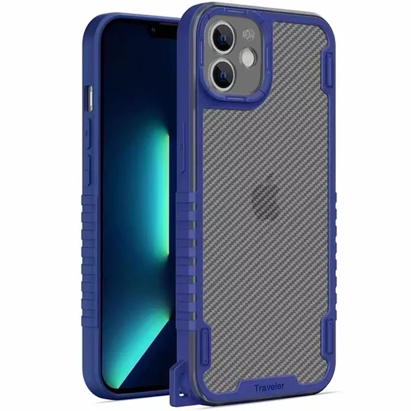 Чохол TPU+PC TRAVEL Carbon для Apple iPhone 12 (6.1") TPU+PC, Синій