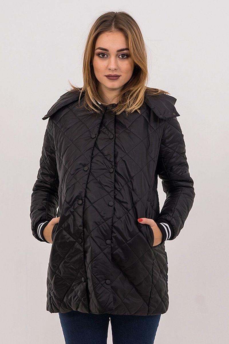 Чорна курточка для вагітних зі знімною вставкою на животик та знімним капюшоном демісезонна, 4133272-Ч