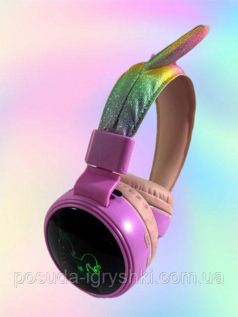Наушники Единорог с ушками и подсветкой беспроводные Bluetooth KD80 детские для девочек - фото 3 - id-p1583453588