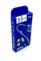 Светящийся USB кабель DENMEN D25T 2.4A RGB LED Type C