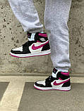 Жіночі кросівки Nike Air Jordan Retro 1 Mid Black Pink | Найк Аір Джордан 1 Чорні, фото 3