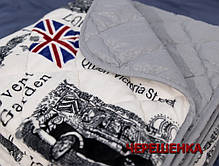 Світле стьобане двоспальне флісове покривало 180х215 см з принтом місто Лондон, фото 4