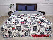 Світле стьобане двоспальне флісове покривало 180х215 см з принтом місто Лондон, фото 5