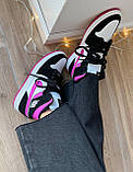 Жіночі кросівки Nike Air Jordan Retro 1 Mid Magenta Black White Pink | Найк Аір Джордан 1 Чорні, фото 6