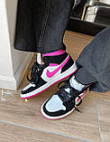 Жіночі кросівки Nike Air Jordan Retro 1 Mid Magenta Black White Pink | Найк Аір Джордан 1 Чорні, фото 9