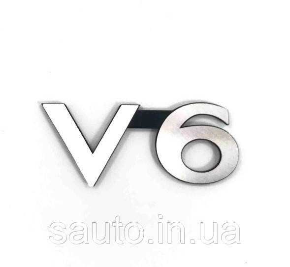 ZN-007. Емблема V6, автомобільна наклейка, логотип, знак, шильдик