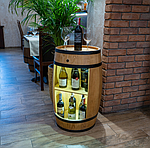 Дерев'яна бочкоподібна шафа — мінібар із підсвіткою, фото 6