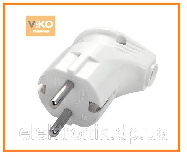 Виделка з бічним входом із заземленням біла Viko