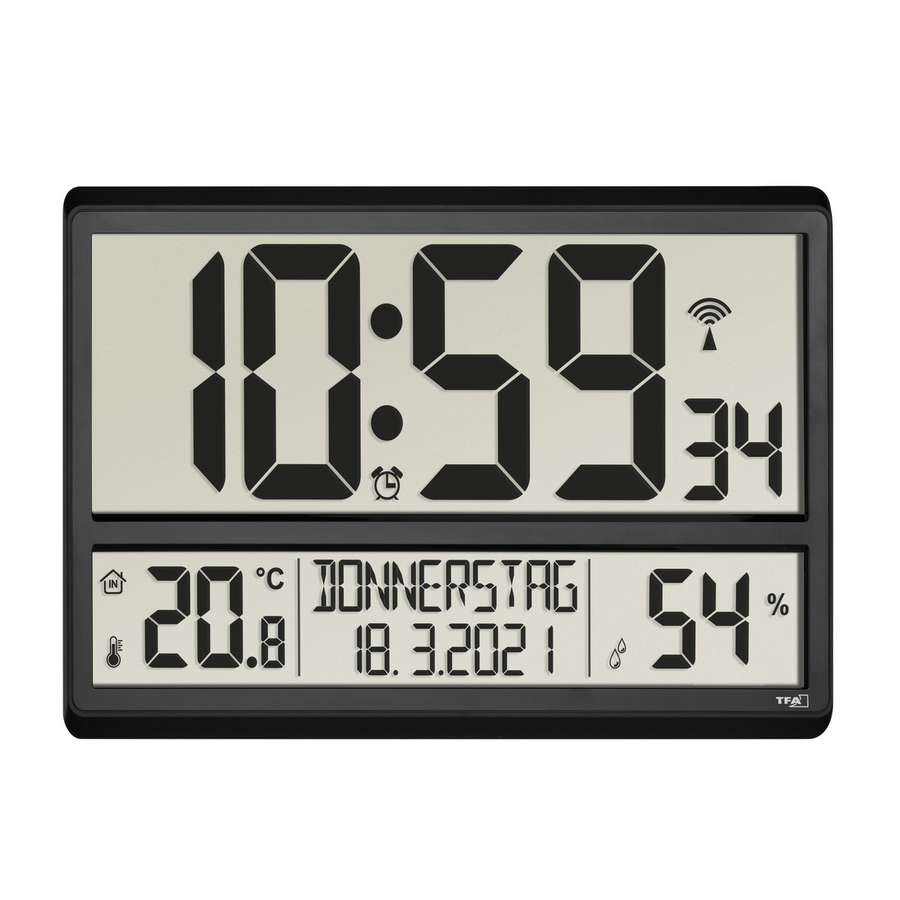 Цифровые настенные часы TFA XL 604520 с радиоуправлением и комнатным климатом - фото 2 - id-p1583496635