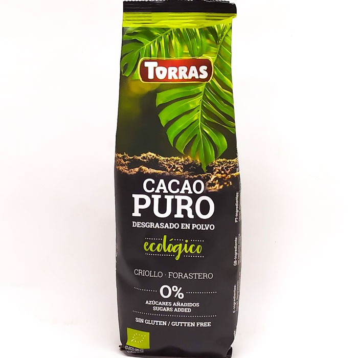 Какао органічне без цукру та глютена, знежирене Cacao Puro Ecologico Torras 150г