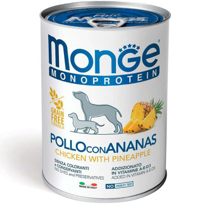 Консервований корм для собак Monge (Монж) Dog Monoprotein Fruit Chicken with Pineapple паштет з куркою і ананасом 400 г