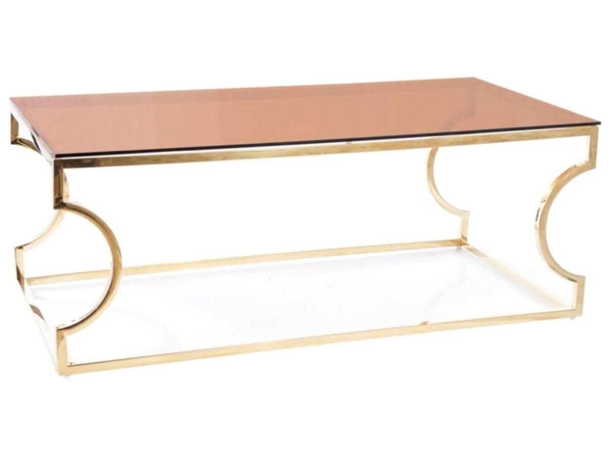 Журнальний столик KENZO A димчасте скло бурштинове/золото 120X60