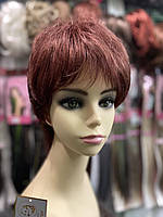 Парик женский короткий из натуральных волос с имитацией кожи головы на макушке Global каштановый
