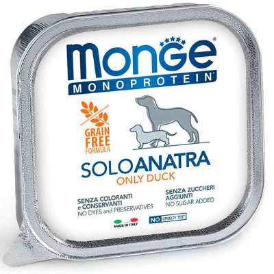 Вологий корм для собак Monge (Монж) Monoprotein Dog Solo Anatra 100% паштет з качкою 150 г