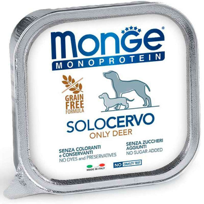 Вологий корм для собак Monge (Монж) Monoprotein Dog Solo Cervo 100% паштет з олениною 150 г, фото 1