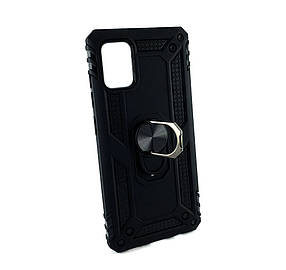 Чохол на Samsung A31, A315 накладка протиударний бампер Hard Defence з кільцем силікон-пластик чорний