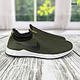 Мокасини чоловічий текстильні хаки на білій підошві Україна, фото 2