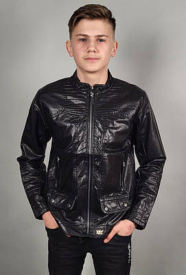 Куртка для підлітка 10-13 років екошкіра PELIN KIDS арт 720, Колір Чорний, Розмір одягу підлітковий (за зростанням)