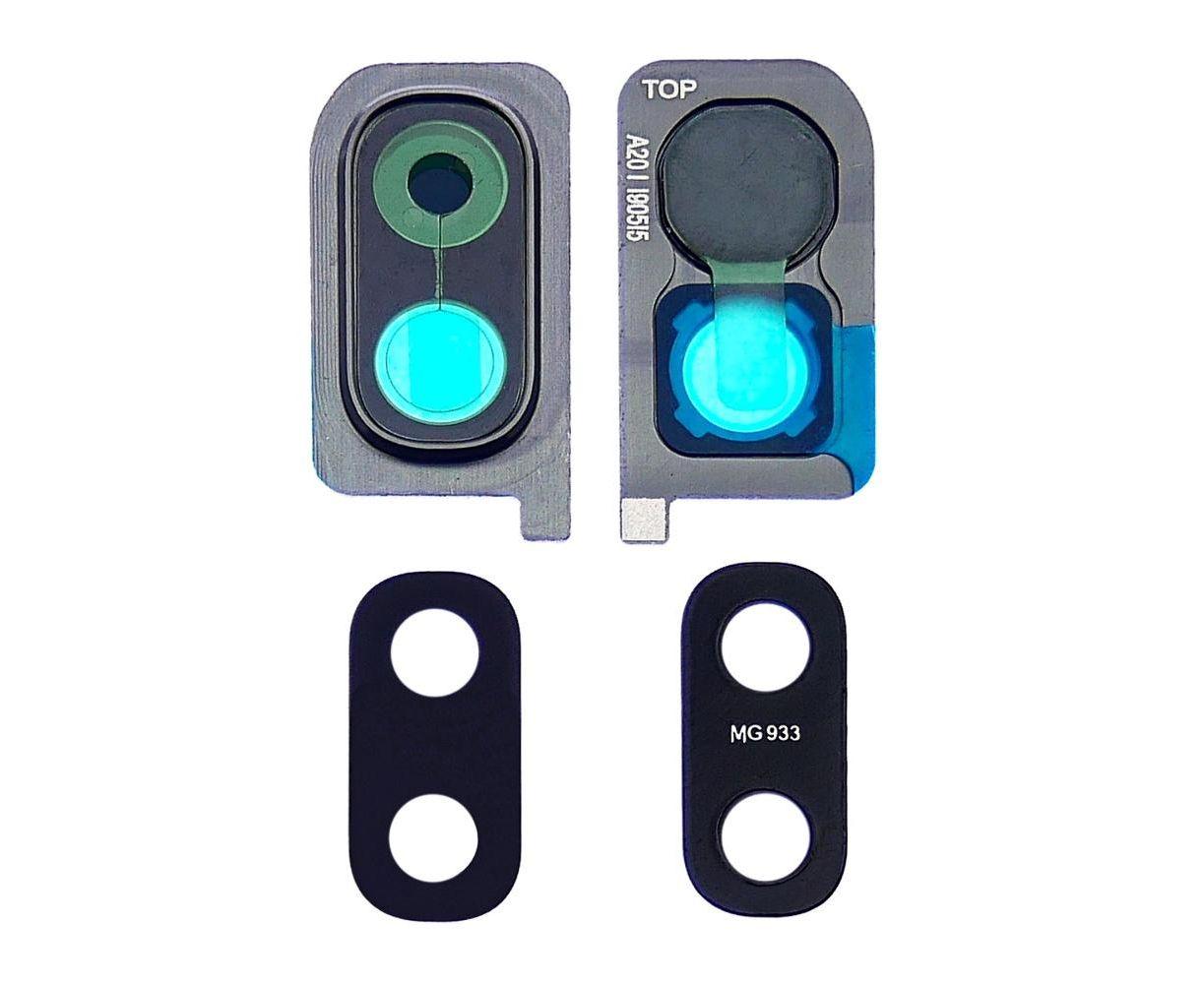 Скло камери для Samsung A205 Galaxy A20 (2019) зі сріблястою рамкою, фото 1