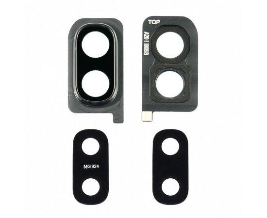 Скло камери для Samsung A205 Galaxy A20 (2019) з чорною рамкою, фото 1