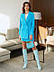 Класичний блакитний костюм жіночий із жакета та спідниці, фото 4