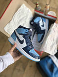 Жіночі кросівки Nike Air Jordan Retro 1 Mid Patent BLUE | Найк Аір Джордан 1 Голубі, фото 3