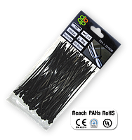 Стяжки кабельні пластикові 3,6x300мм UV BLACK, 
TS1136300B