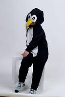 Кігурумі дитяча костюм піжама Пінгвін фліс чорний зріст 80 см.