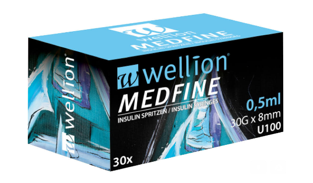 Инсулиновый шприц Wellion MEDFINE 0.5 мл 30G x 8мм U100, №30 - фото 1 - id-p1583571874