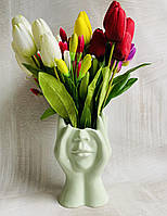Настольная ваза КерамКлуб Леди в салатовом цвете h 20 см