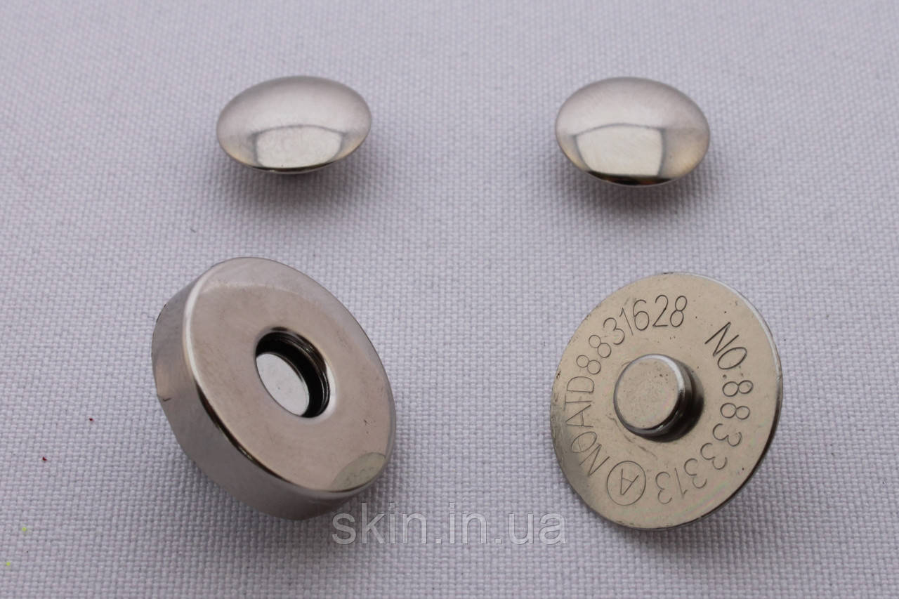 Кнопка магнітна, діаметр кнопки - 18 мм, діаметр заклепки - 12 мм, колір - нікель, 5 шт, артикул СК 5876