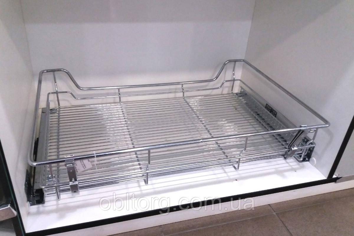 Корзина висувна з дотягувачем фасад 400 GIFF хром+кріплення, фото 1