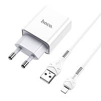 DR Сетевое зарядное устройство Hoco C81A USB белое + кабель USB to Lightning