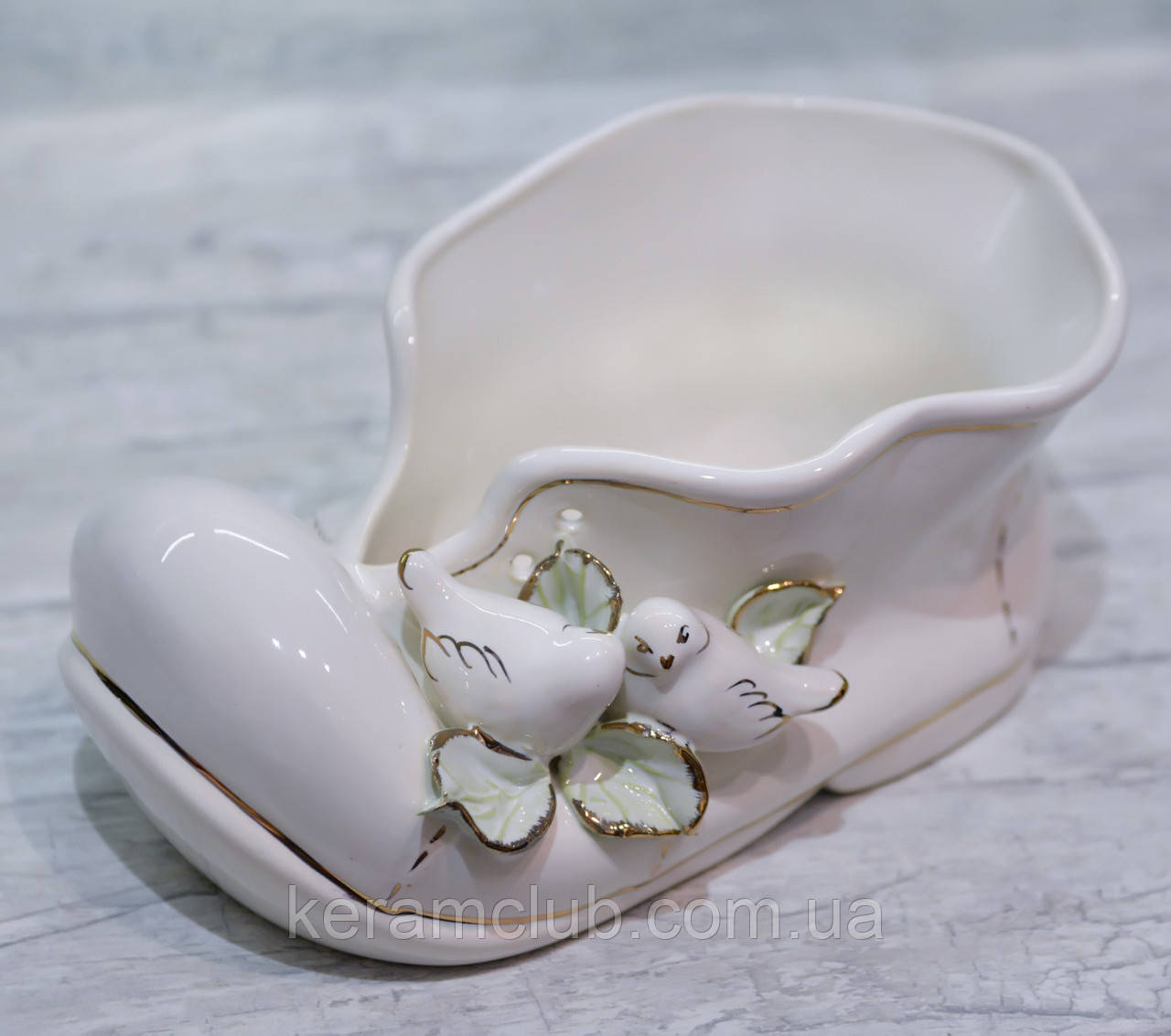 Цукерниця Черевик білий h 9 см