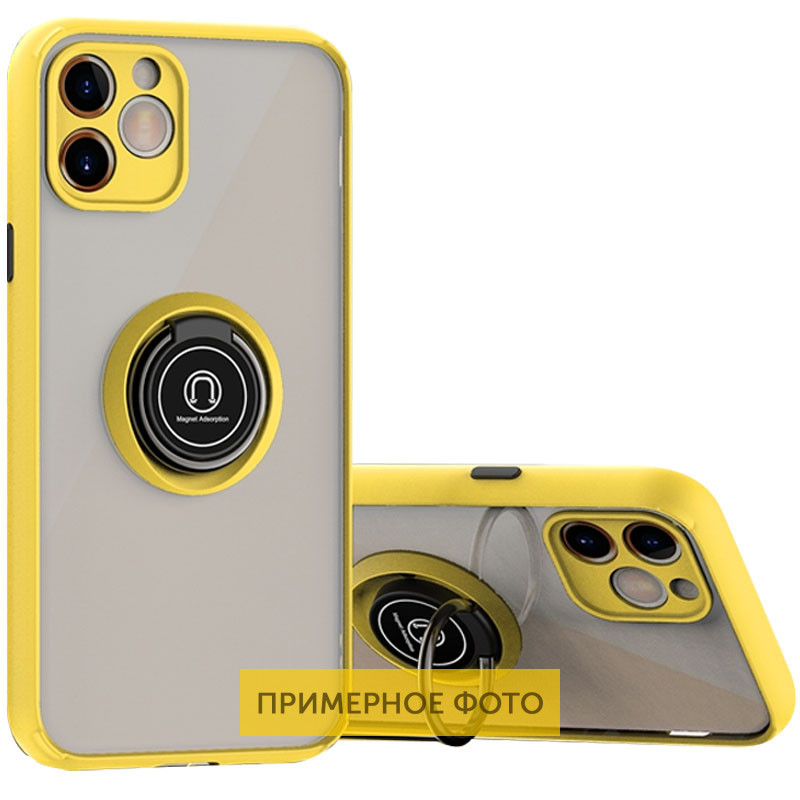 TPU+PC чохол Deen ColorEdgingRing for Magnet для ZTE Blade V20 Smart TPU+PC, Кільце-тримач, Жовтий, фото 1