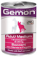 Влажный корм GEMON DOG WET Medium Adult для собак средних пород, говядина с печенью 0,415КГ * 24шт