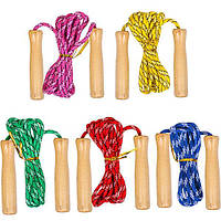 Скакалка кольорова тканинна довжина 2,5м дерево D6мм 14-125