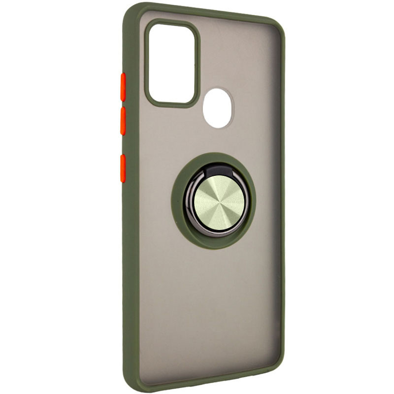 TPU+PC чохол Deen ColorEdgingRing for Magnet для ZTE Blade A7s (2020) TPU+PC, Кільце-тримач, Оливковий, фото 1