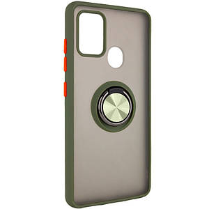 TPU+PC чохол Deen ColorEdgingRing for Magnet для ZTE Blade A7s (2020) TPU+PC, Кільце-тримач, Оливковий