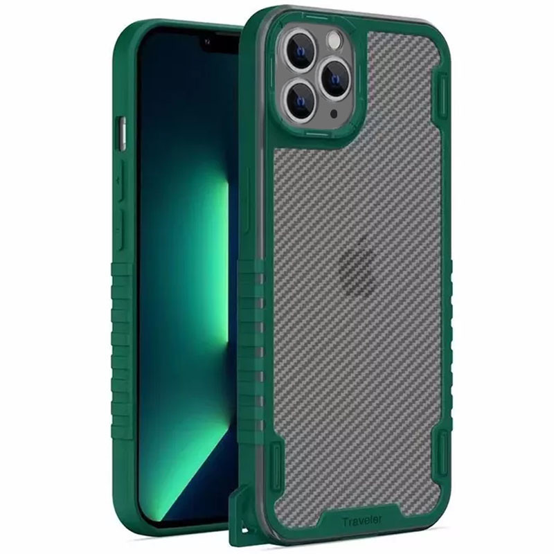 Чохол TPU+PC TRAVEL Carbon для Apple iPhone 12 Pro Max (6.7") TPU+PC, Зелений, фото 1