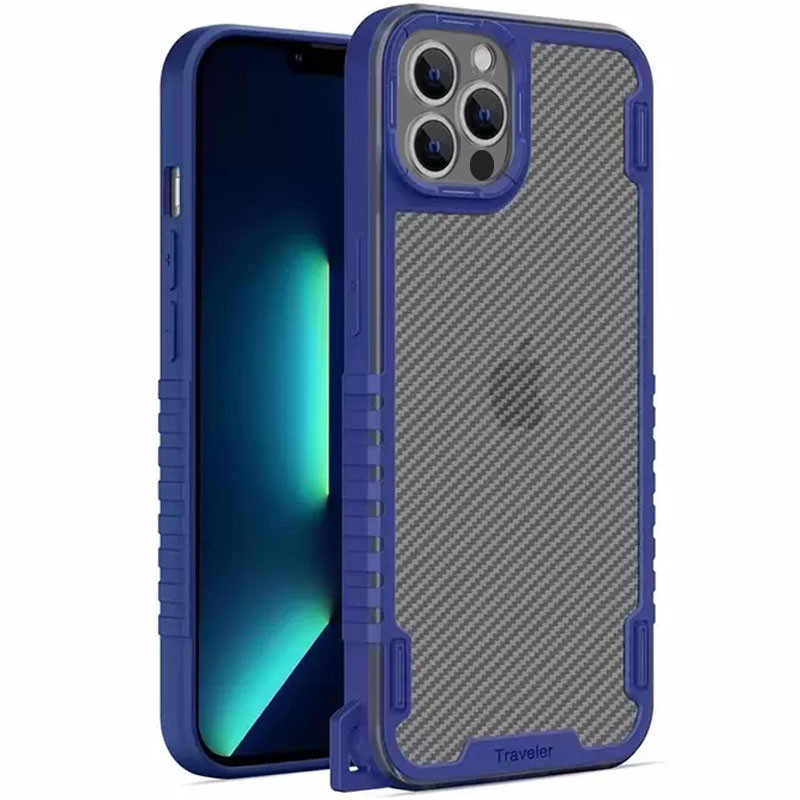 Чохол TPU+PC TRAVEL Carbon для Apple iPhone 13 Pro (6.1") TPU+PC, Синій, фото 1